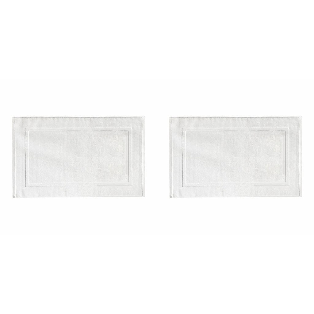 2PCS White Cotton Classic Rug Bath Mats Absorbent Cotton Hotel Spa Shower Bathtub Mats [Not A Bathroom Rug] Machine Washable Shower Bathroom Floor Towel White 2PCS