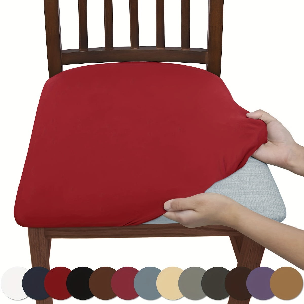 4pcs/6pcs Solid Color Brushed High Elastic Chair Cover, Simple Soft And Comfortable Chair Seat Cover, Dust-proof And Dirt-resistant Chair Slipcover, Suitable For Dining Chair Office Home Decor 4pcs Burgundy