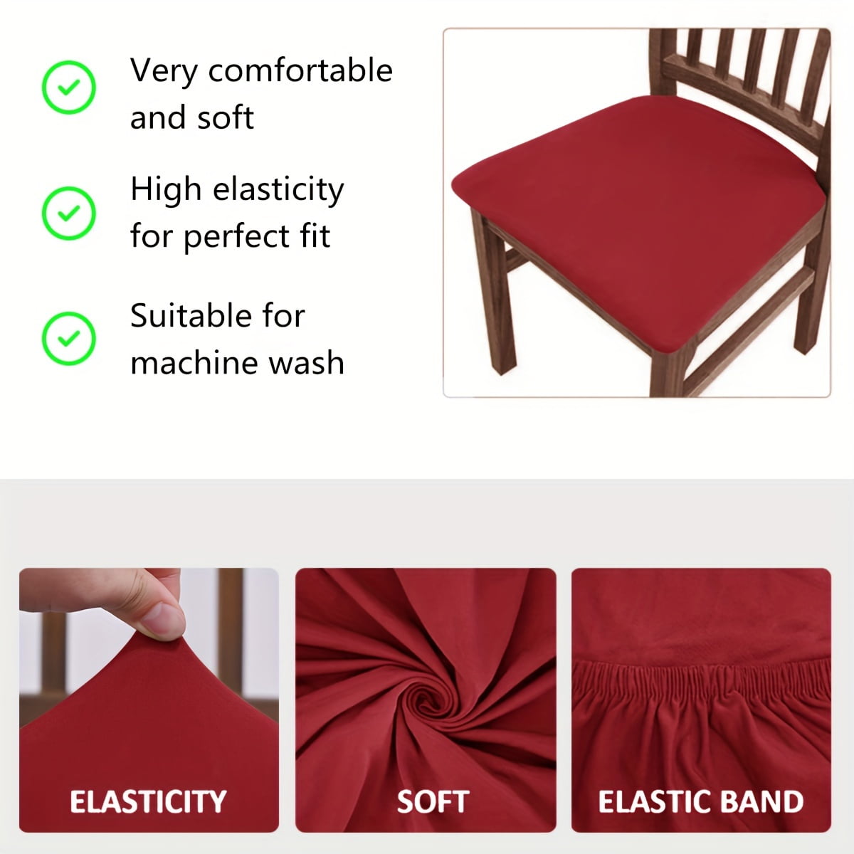 Solid Color Brushed High Elastic Chair Cover, Simple Soft And Comfortable Chair Seat Cover, Dust-proof And Dirt-resistant Chair Slipcover, Suitable For Dining Chair Office Home Decor 6pcs Red-brown