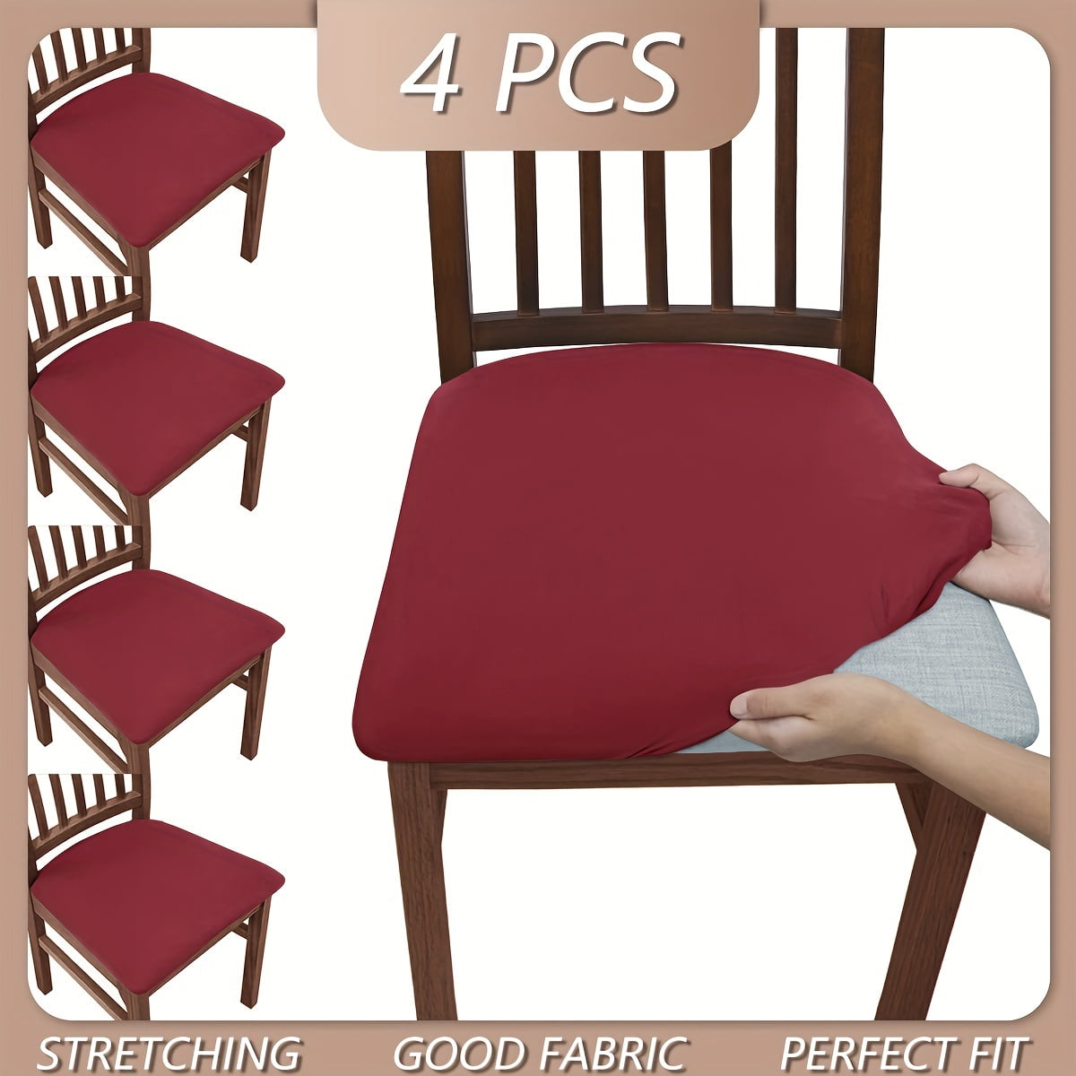 Solid Color Brushed High Elastic Chair Cover, Simple Soft And Comfortable Chair Seat Cover, Dust-proof And Dirt-resistant Chair Slipcover, Suitable For Dining Chair Office Home Decor 6pcs Red-brown
