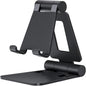 Dual Folding Cell Phone Stand, Fully Adjustable Foldable Desktop Phone Holder Cradle Dock Compatible with Phone 15 14 13 12 11 Pro Xs Xs Max Xr X 8, Nintendo Switch, All Phones- Black