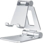 Dual Folding Cell Phone Stand, Fully Adjustable Foldable Desktop Phone Holder Cradle Dock Compatible with Phone 15 14 13 12 11 Pro Xs Xs Max Xr X 8, Nintendo Switch, All Phones-Black Silver
