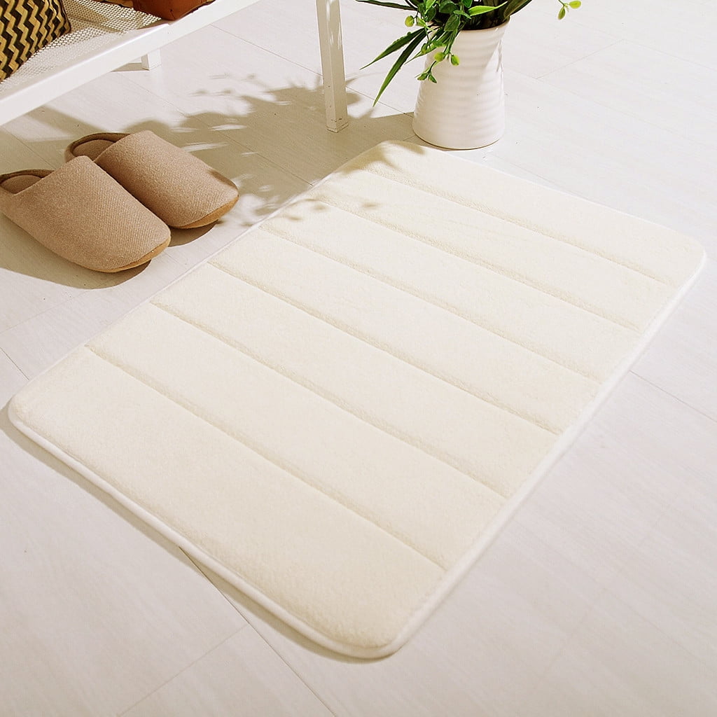 Non Slip Absorbent Bath Mat Quick Dry Washable Bathroom Rug for Shower Floor, 20 x 32 Inch White