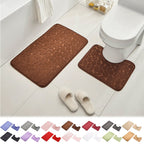 Bathroom Rugs Set 2 Piece, Super Absorbent & Soft Non-Slip Velvet Toilet Rug & Bath Mat, Quickly Dry Thicken Bath Mats for Bathroom, Kitchen, Door Mat, Bathroom Mat D