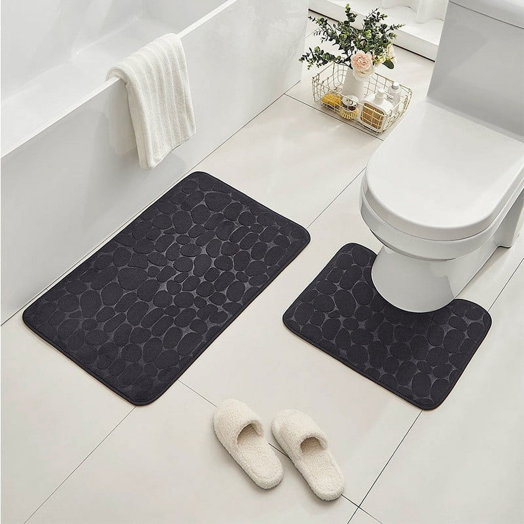 Bathroom Rugs Set 2 Piece, Super Absorbent & Soft Non-Slip Velvet Toilet Rug & Bath Mat, Quickly Dry Thicken Bath Mats for Bathroom, Kitchen, Door Mat, Bathroom Mat H