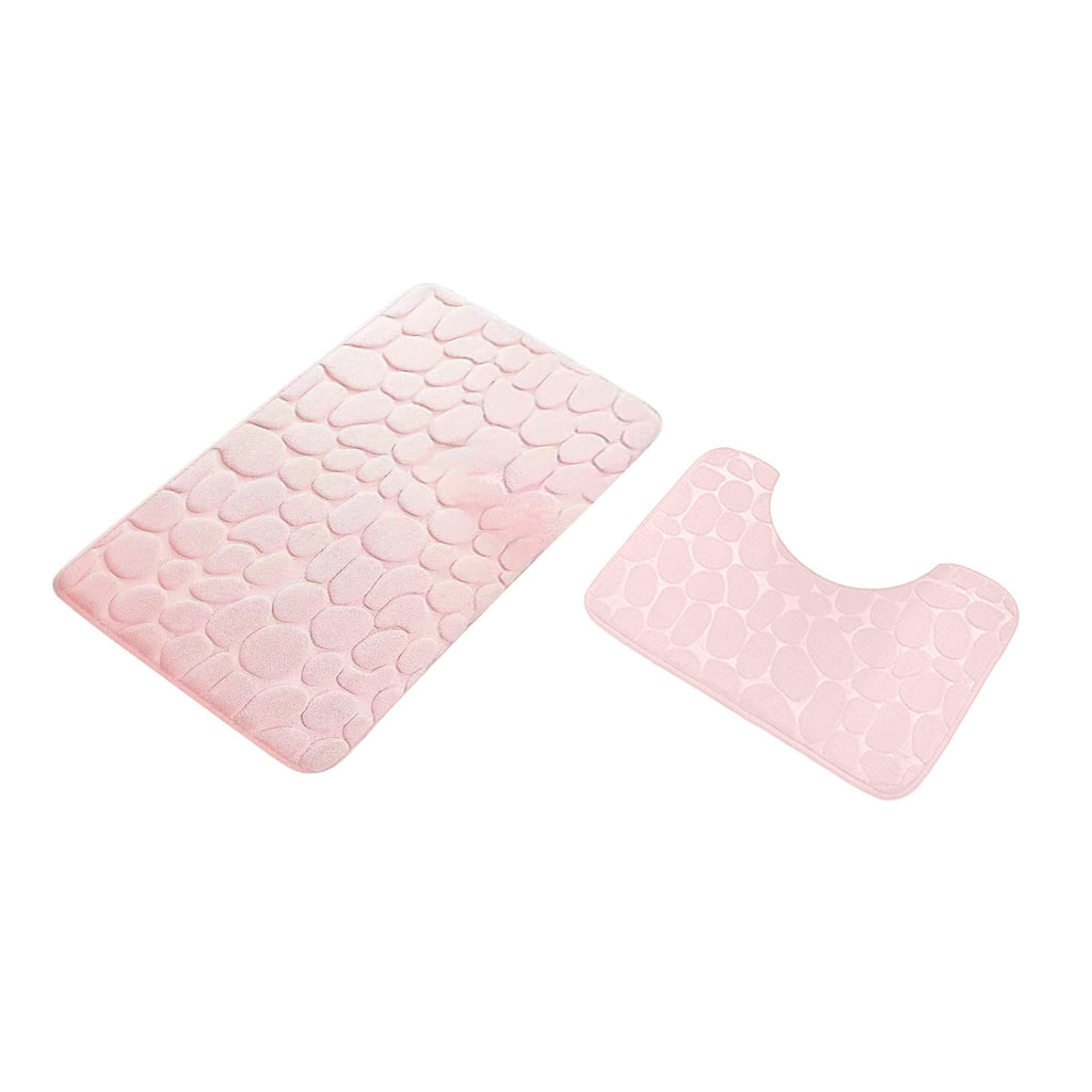 Bathroom Rugs Set 2 Piece, Super Absorbent & Soft Non-Slip Velvet Toilet Rug & Bath Mat, Quickly Dry Thicken Bath Mats for Bathroom, Kitchen, Door Mat, Bathroom Mat L