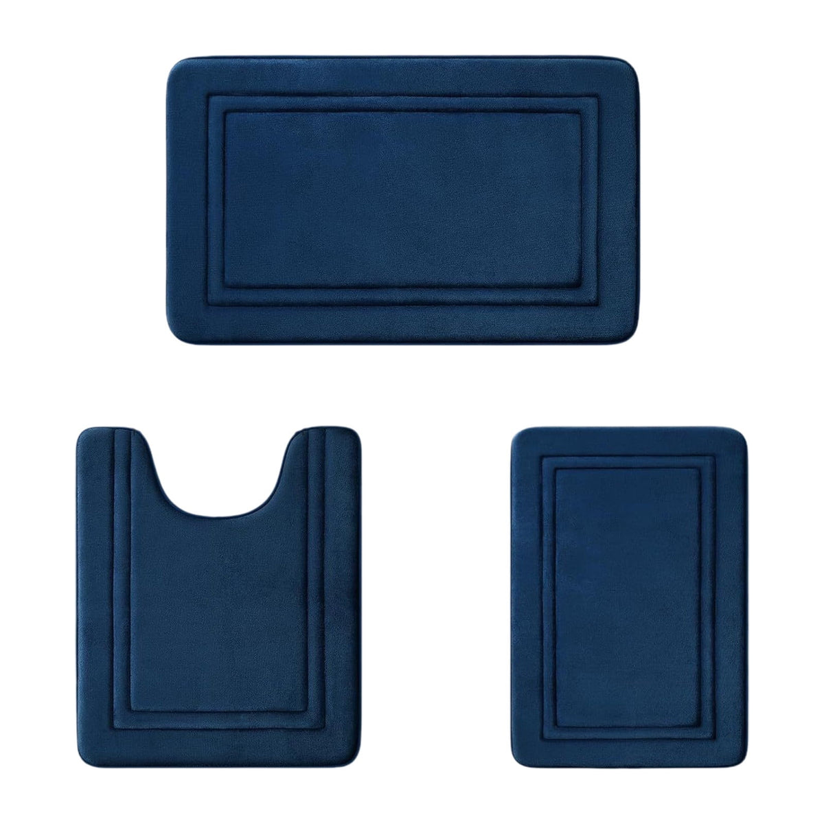 Bathroom Rugs Sets 3 Piece, Bath Mat Universal Soft Comfortable Water Absorption Non Slip Machine Washable Easy Dry Bathroom Mat, Gray Blue