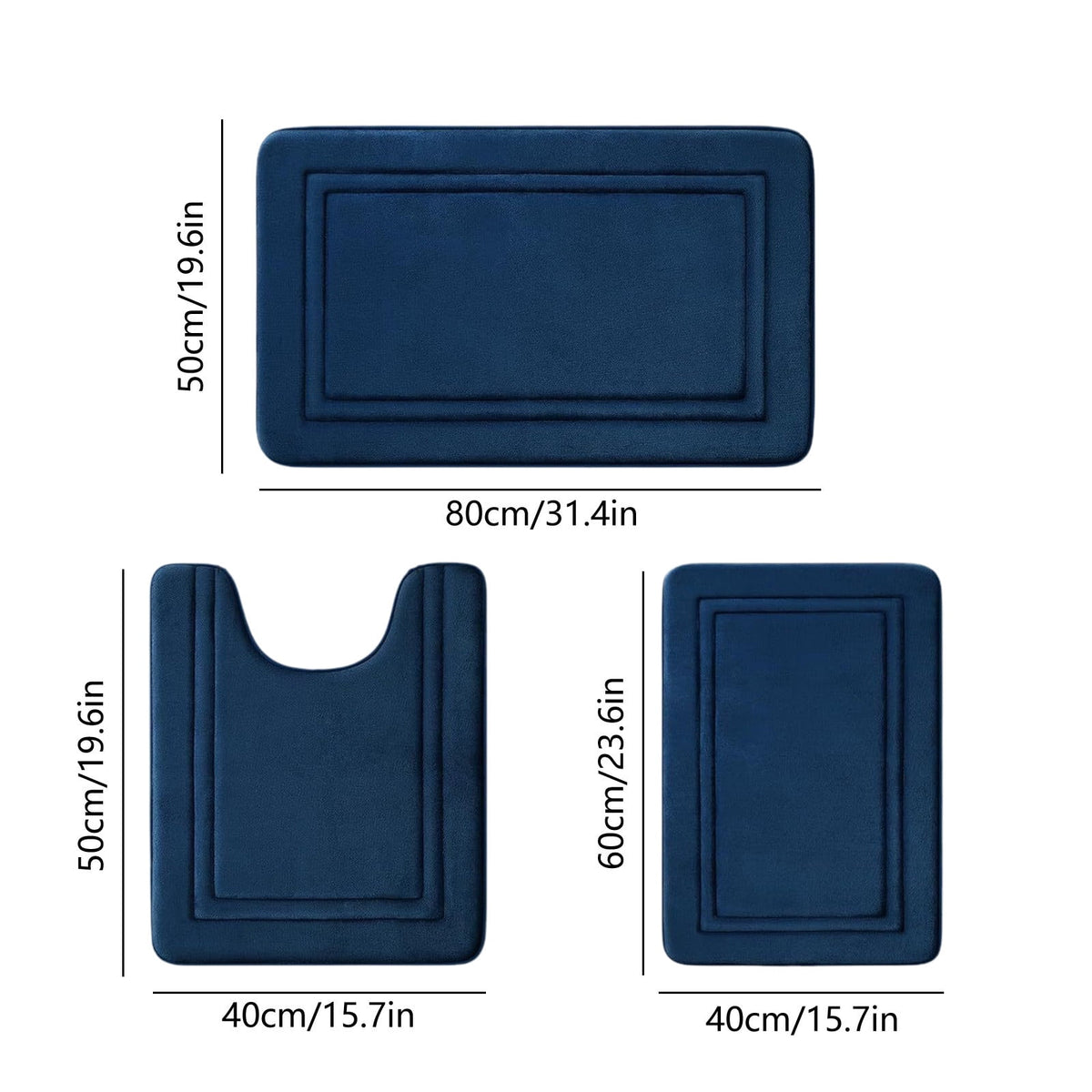 Bathroom Rugs Sets 3 Piece, Bath Mat Universal Soft Comfortable Water Absorption Non Slip Machine Washable Easy Dry Bathroom Mat, Gray Blue