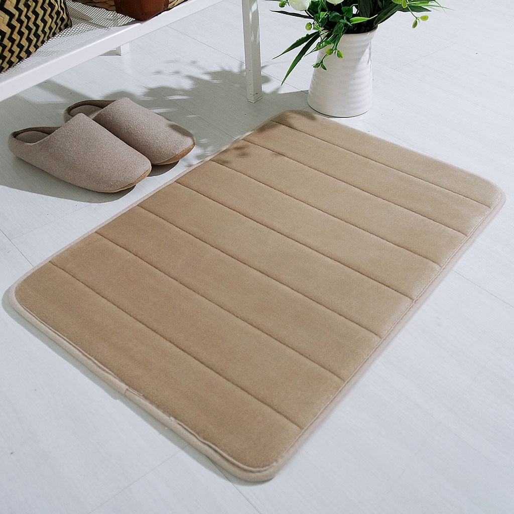Bathroom Rugs - Ultra Absorbent Non-Slip Floor Bath Mat, Super Soft Shower Mat for Bath Tub, Machine Washable 16x24" (Brown) #A-Khaki