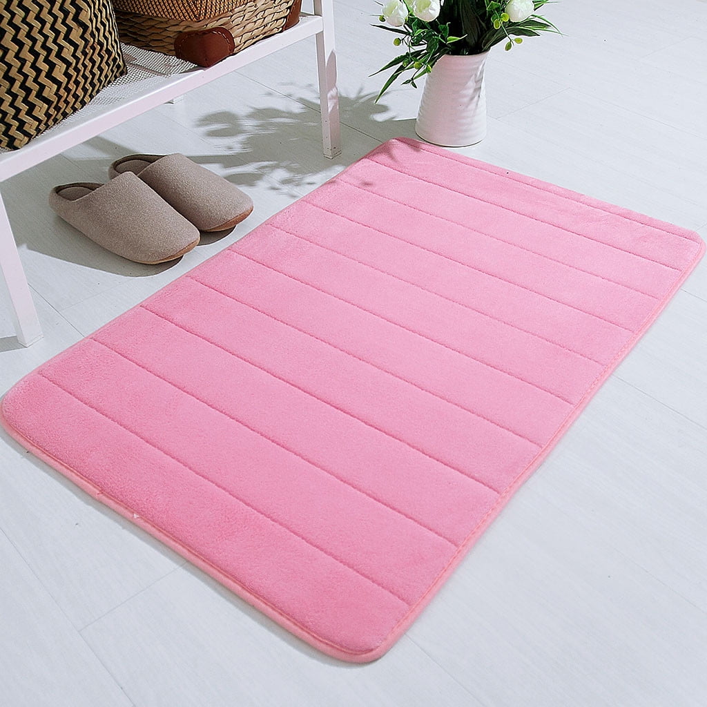 Bathroom Rugs - Ultra Absorbent Non-Slip Floor Bath Mat, Super Soft Shower Mat for Bath Tub, Machine Washable 16x24" (Brown) #A-Pink