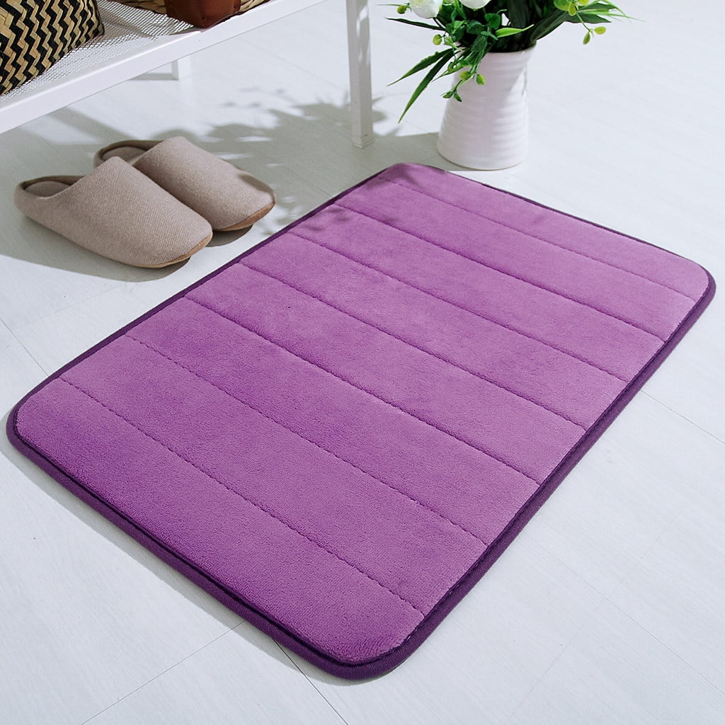 Bathroom Rugs - Ultra Absorbent Non-Slip Floor Bath Mat, Super Soft Shower Mat for Bath Tub, Machine Washable 16x24" (Brown) #A-Purple