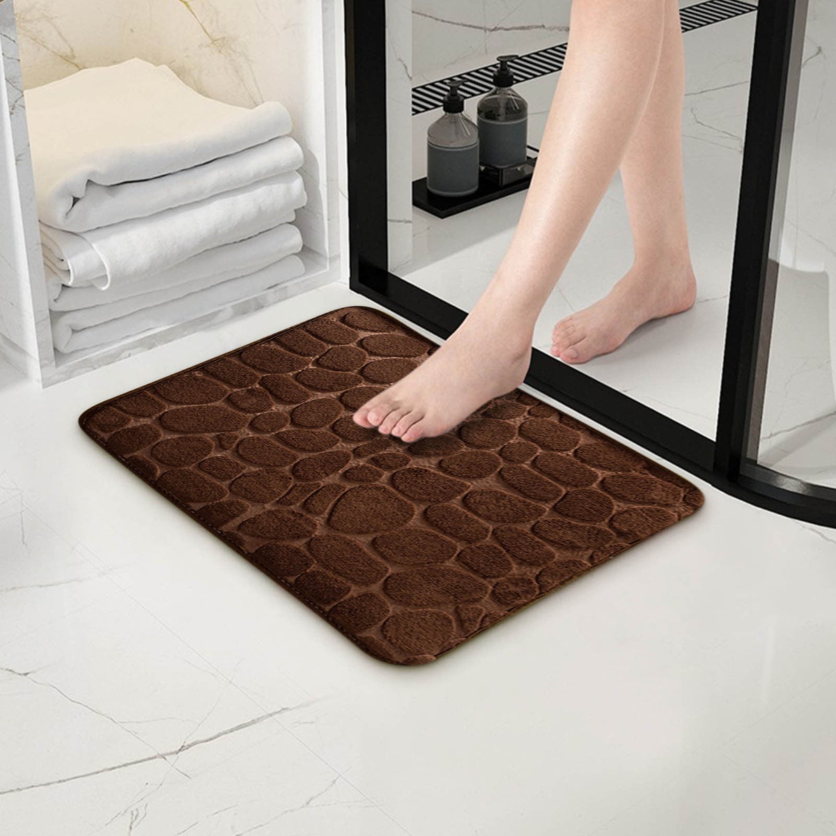 Bathroom Rugs - Ultra Absorbent Non-Slip Floor Bath Mat, Super Soft Shower Mat for Bath Tub, Machine Washable 16x24" (Brown) #B-Coffee