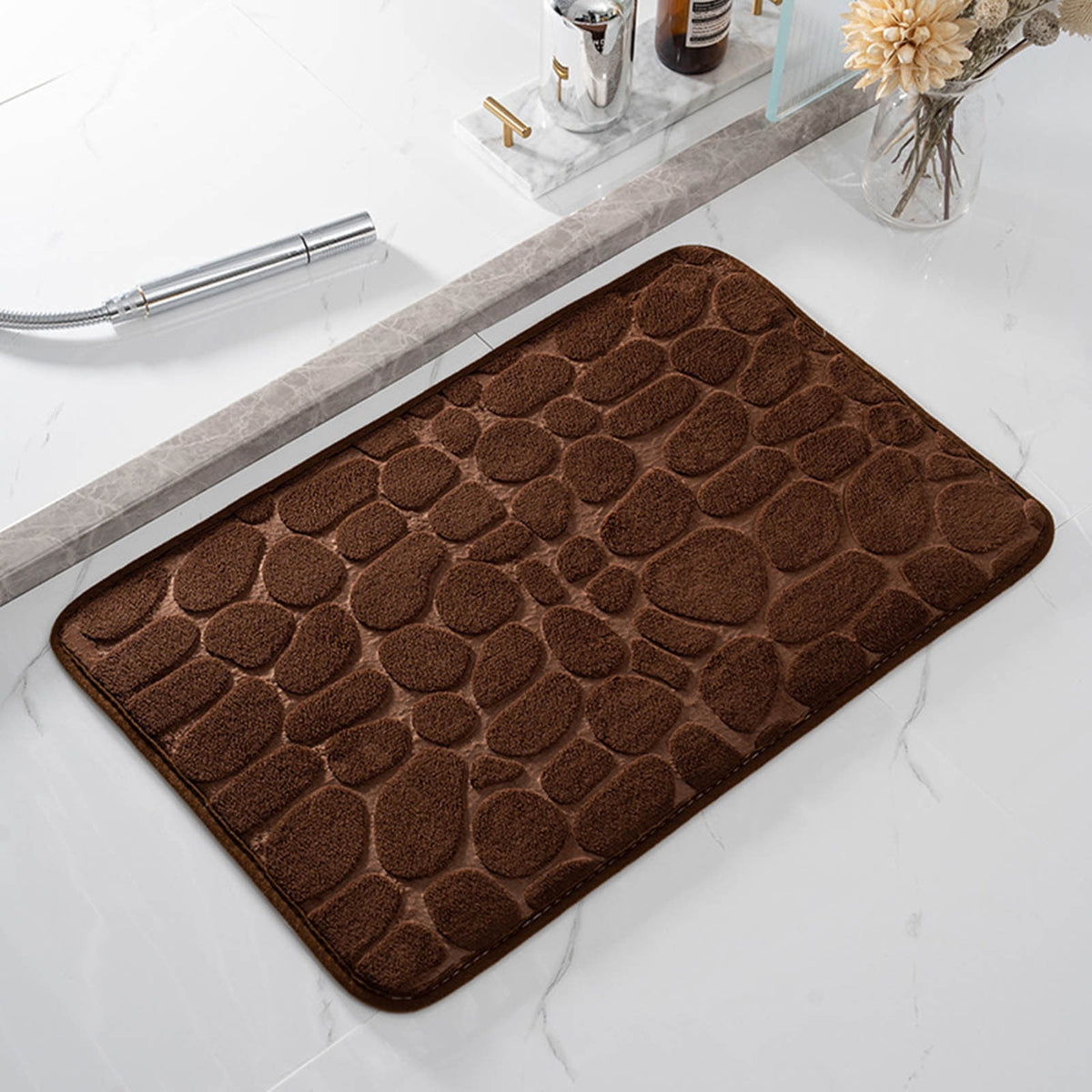 Bathroom Rugs - Ultra Absorbent Non-Slip Floor Bath Mat, Super Soft Shower Mat for Bath Tub, Machine Washable 16x24" (Brown) #B-Coffee