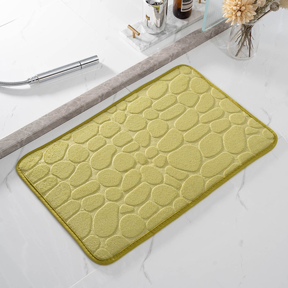 Bathroom Rugs - Ultra Absorbent Non-Slip Floor Bath Mat, Super Soft Shower Mat for Bath Tub, Machine Washable 16x24" (Brown) #B-Green