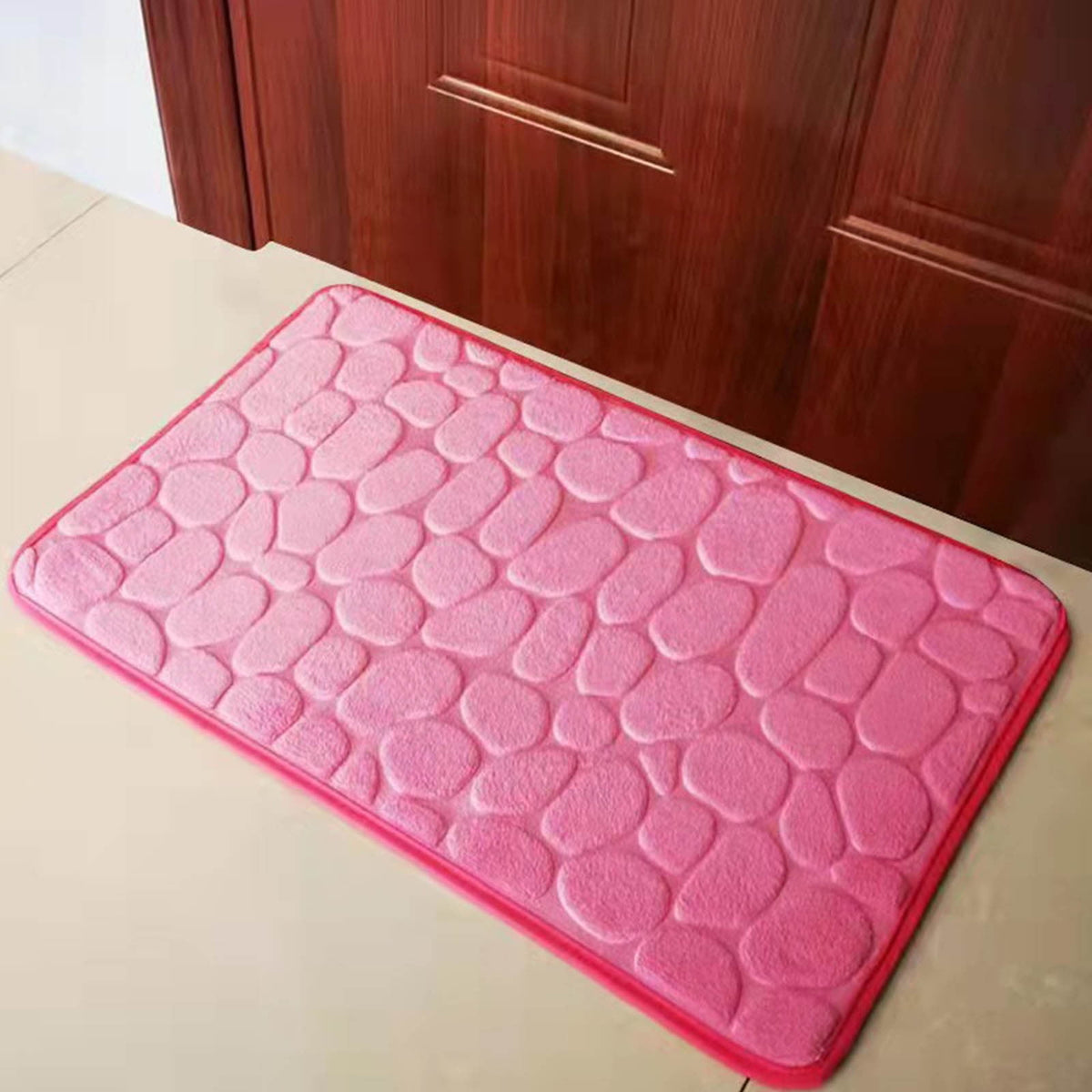 Bathroom Rugs - Ultra Absorbent Non-Slip Floor Bath Mat, Super Soft Shower Mat for Bath Tub, Machine Washable 16x24" (Brown) #B-Pink
