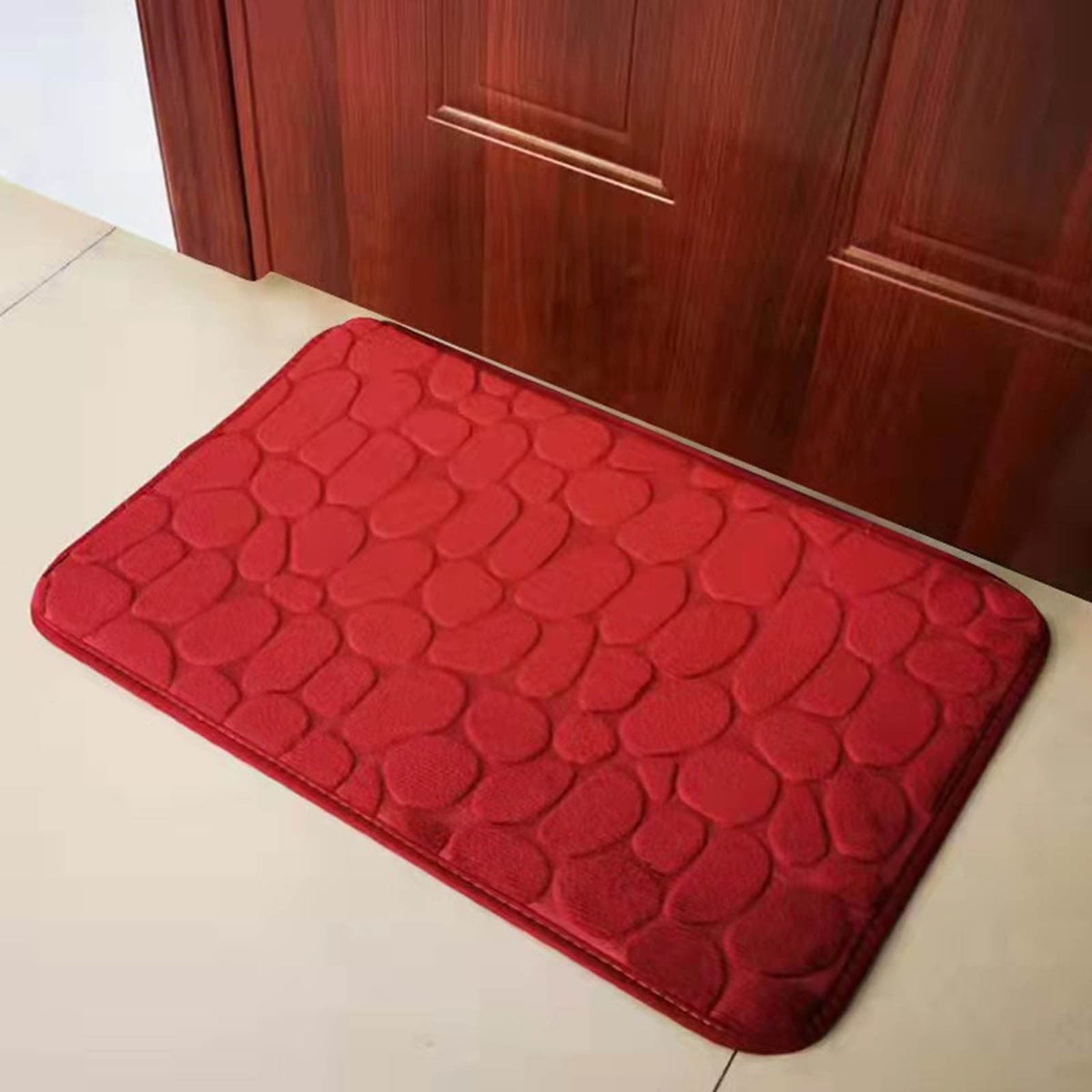 Bathroom Rugs - Ultra Absorbent Non-Slip Floor Bath Mat, Super Soft Shower Mat for Bath Tub, Machine Washable 16x24" (Brown) #B-Red