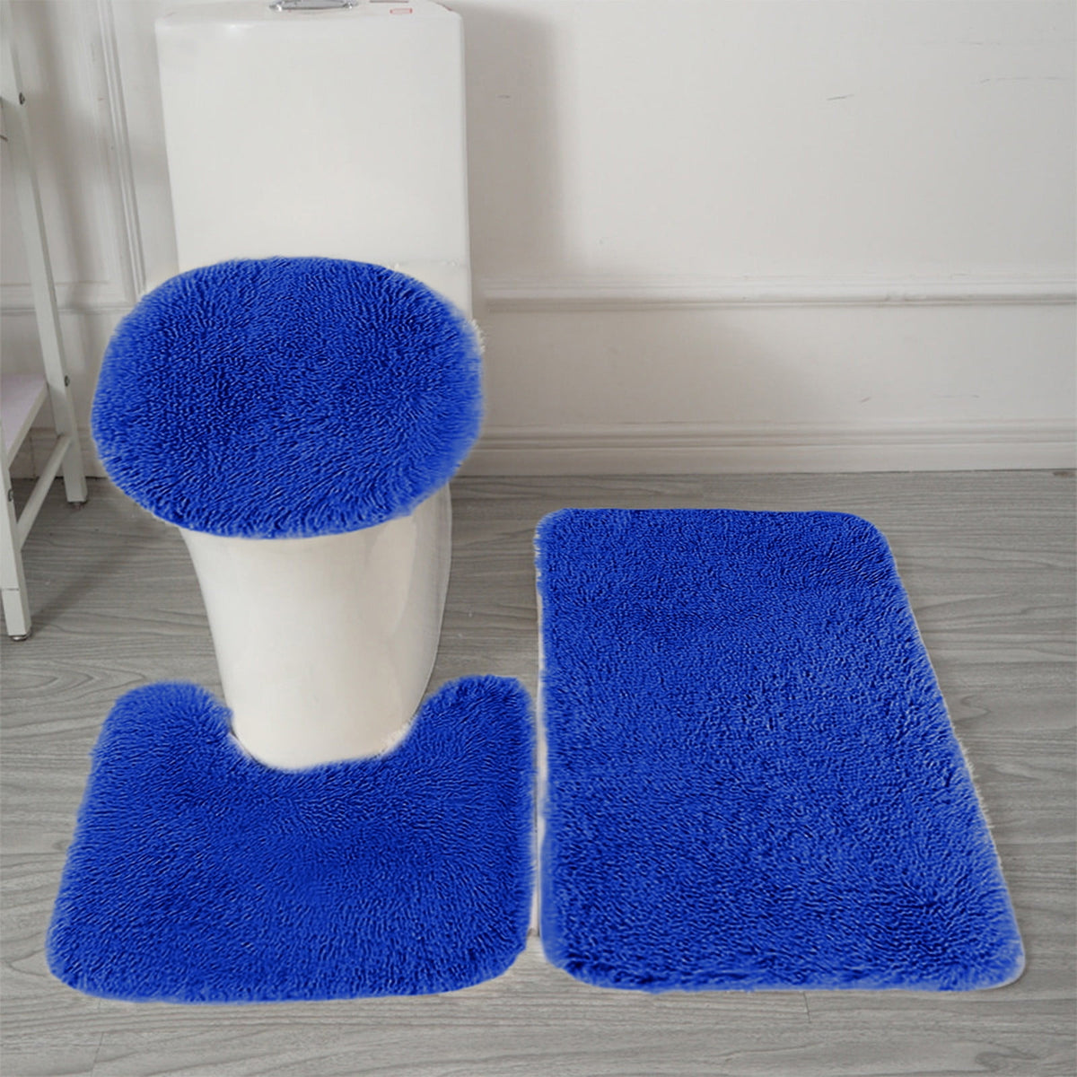 Bathroom Rugs Sets, Non-Slip Bath Mat Set 3 Piece, Soft Comfortable Washable Bathroom Mat Set, Quicker Dry Bathroom Rug with Toilet Rug Blue