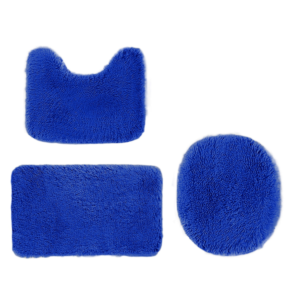 Bathroom Rugs Sets, Non-Slip Bath Mat Set 3 Piece, Soft Comfortable Washable Bathroom Mat Set, Quicker Dry Bathroom Rug with Toilet Rug Blue