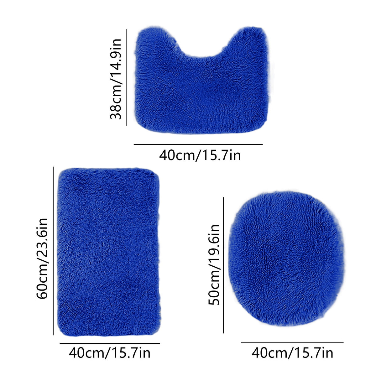 Bathroom Rugs Sets, Non-Slip Bath Mat Set 3 Piece, Soft Comfortable Washable Bathroom Mat Set, Quicker Dry Bathroom Rug with Toilet Rug Blue