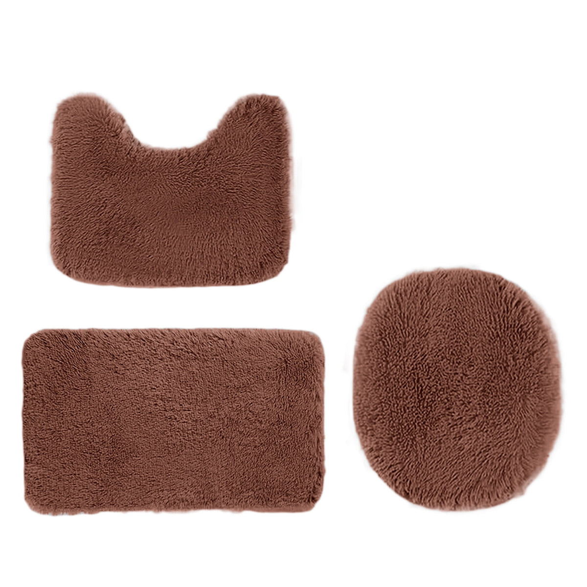 Bathroom Rugs Sets, Non-Slip Bath Mat Set 3 Piece, Soft Comfortable Washable Bathroom Mat Set, Quicker Dry Bathroom Rug with Toilet Rug Brown