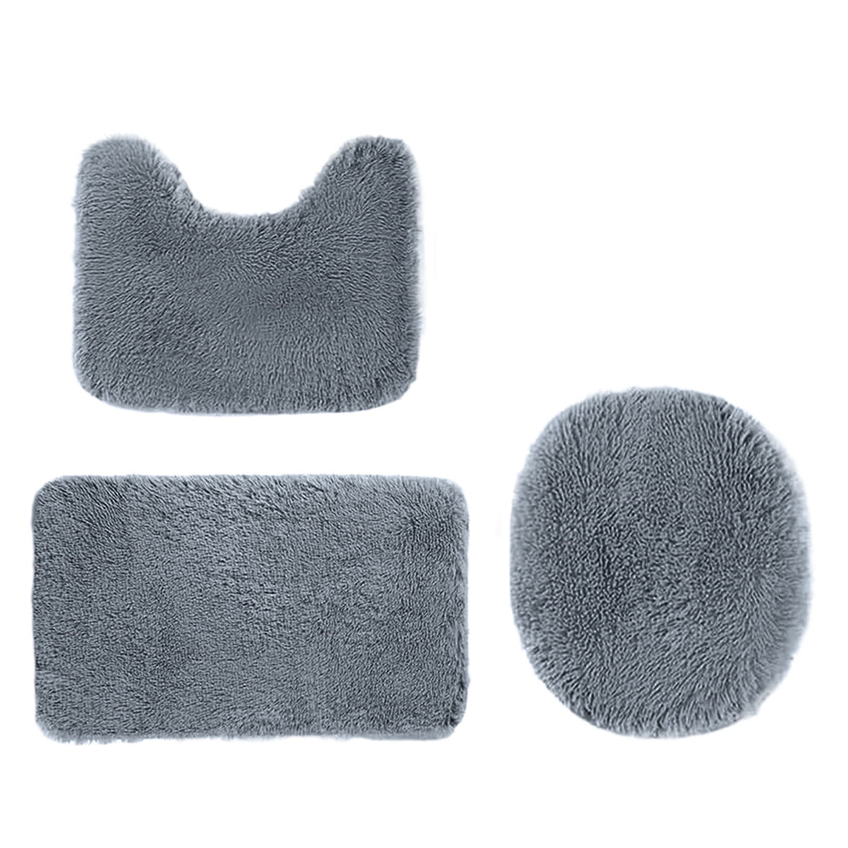 Bathroom Rugs Sets, Non-Slip Bath Mat Set 3 Piece, Soft Comfortable Washable Bathroom Mat Set, Quicker Dry Bathroom Rug with Toilet Rug Dark Gray