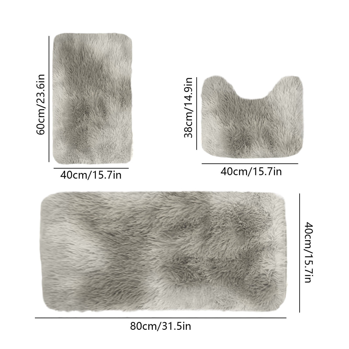 5 Piece Bath Mats Set, Quick Dry Washable Non Slip Ultra Soft Absorbent Bathroom Rugs with U Shaped Toilet Mat for Bathroom Tub Shower, Gray