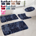 5 Piece Bath Mat Set, Quick Dry Washable Non Slip Ultra Soft Absorbent Bathroom Rugs with U-Shaped Toilet Mat, Dark Blue