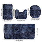 5 Piece Bath Mat Set, Quick Dry Washable Non Slip Ultra Soft Absorbent Bathroom Rugs with U-Shaped Toilet Mat, Dark Blue