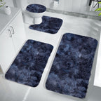 5 Piece Bath Mat Set, Quick Dry Washable Non Slip Ultra Soft Absorbent Bathroom Rugs with U-Shaped Toilet Mat, Dark Blue