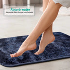 5 Piece Bath Mat Set, Quick Dry Washable Non Slip Ultra Soft Absorbent Bathroom Rugs with U-Shaped Toilet Mat, Dark Blue