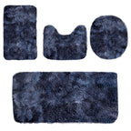 5 Piece Bath Mat Set, Quick Dry Washable Non Slip Ultra Soft Absorbent Bathroom Rugs with U-Shaped Toilet Mat, Dark Blue