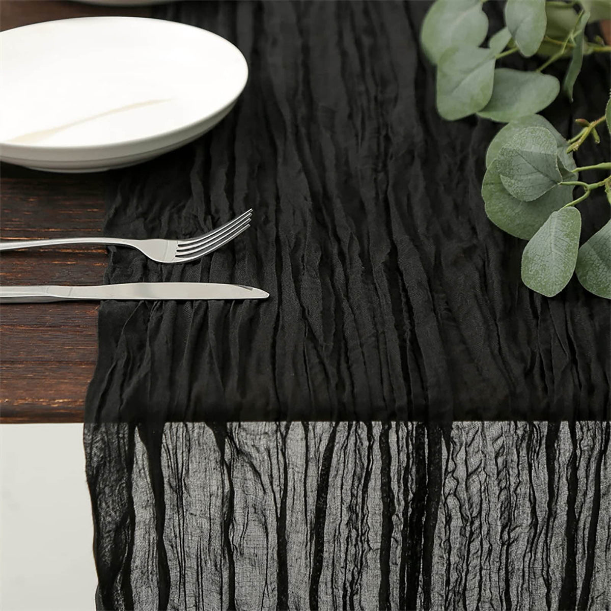 Cheesecloth Table Runner, 35 x 71 Inch Cheese Cloth Table Runner for Wedding Bridal Shower Party, Home Decorations Table Runners Cheesecloth Black