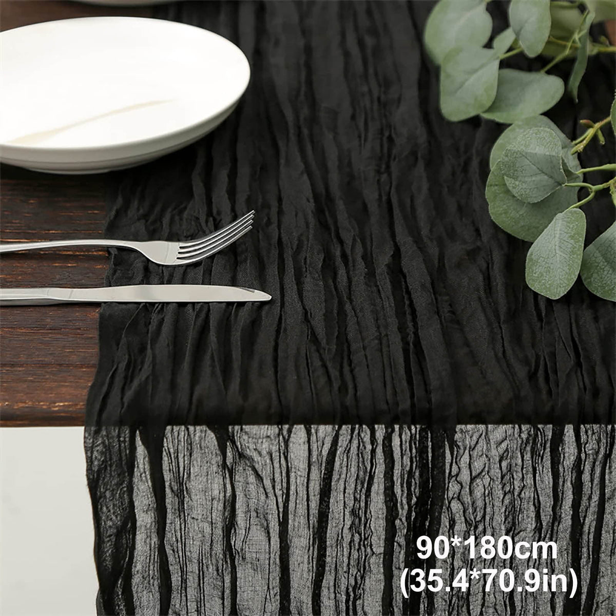 Cheesecloth Table Runner, 35 x 71 Inch Cheese Cloth Table Runner for Wedding Bridal Shower Party, Home Decorations Table Runners Cheesecloth Black