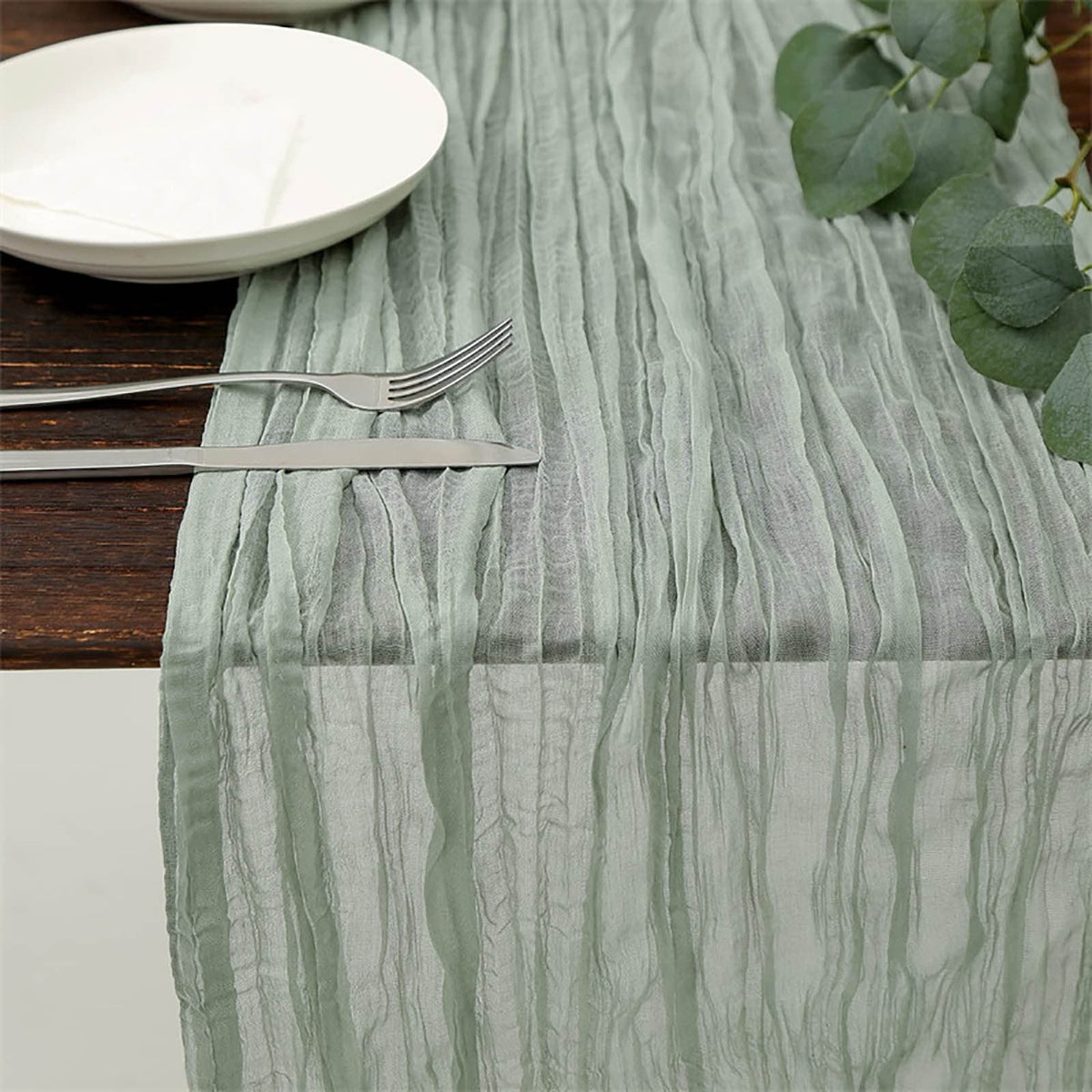 Cheesecloth Table Runner, 35 x 71 Inch Cheese Cloth Table Runner for Wedding Bridal Shower Party, Home Decorations Table Runners Cheesecloth Green