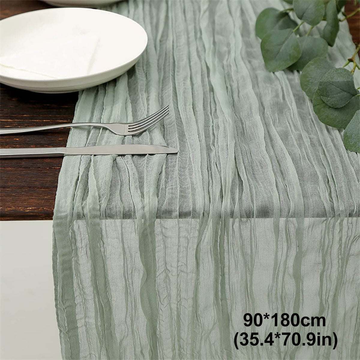 Cheesecloth Table Runner, 35 x 71 Inch Cheese Cloth Table Runner for Wedding Bridal Shower Party, Home Decorations Table Runners Cheesecloth Green