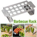 18 Hole Jalapeno Pepper Grill Rack, Stainless Steel BBQ Chili Pepper Holder with Handle, Grilling Accessories for Barbecue, Silver
