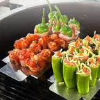 18 Hole Jalapeno Pepper Grill Rack, Stainless Steel BBQ Chili Pepper Holder with Handle, Grilling Accessories for Barbecue, Silver