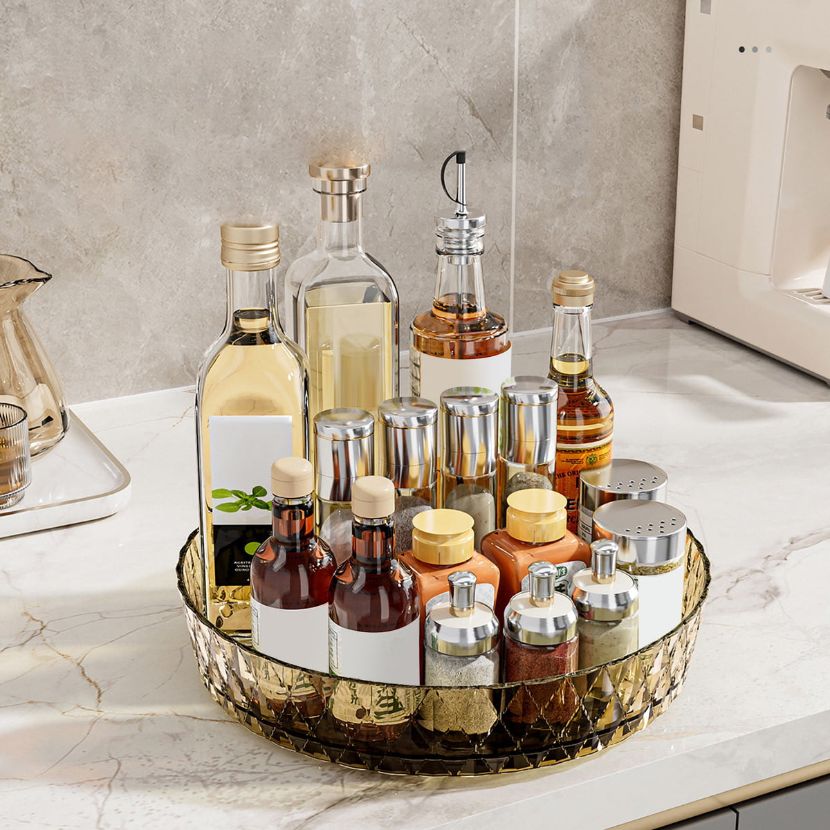 Xuniizn Multipurpose Lazy Susan Organizer - 360 Rotating Spice Rack Turntable for Kitchen Cabinet Storage & Table Top Display Coffee