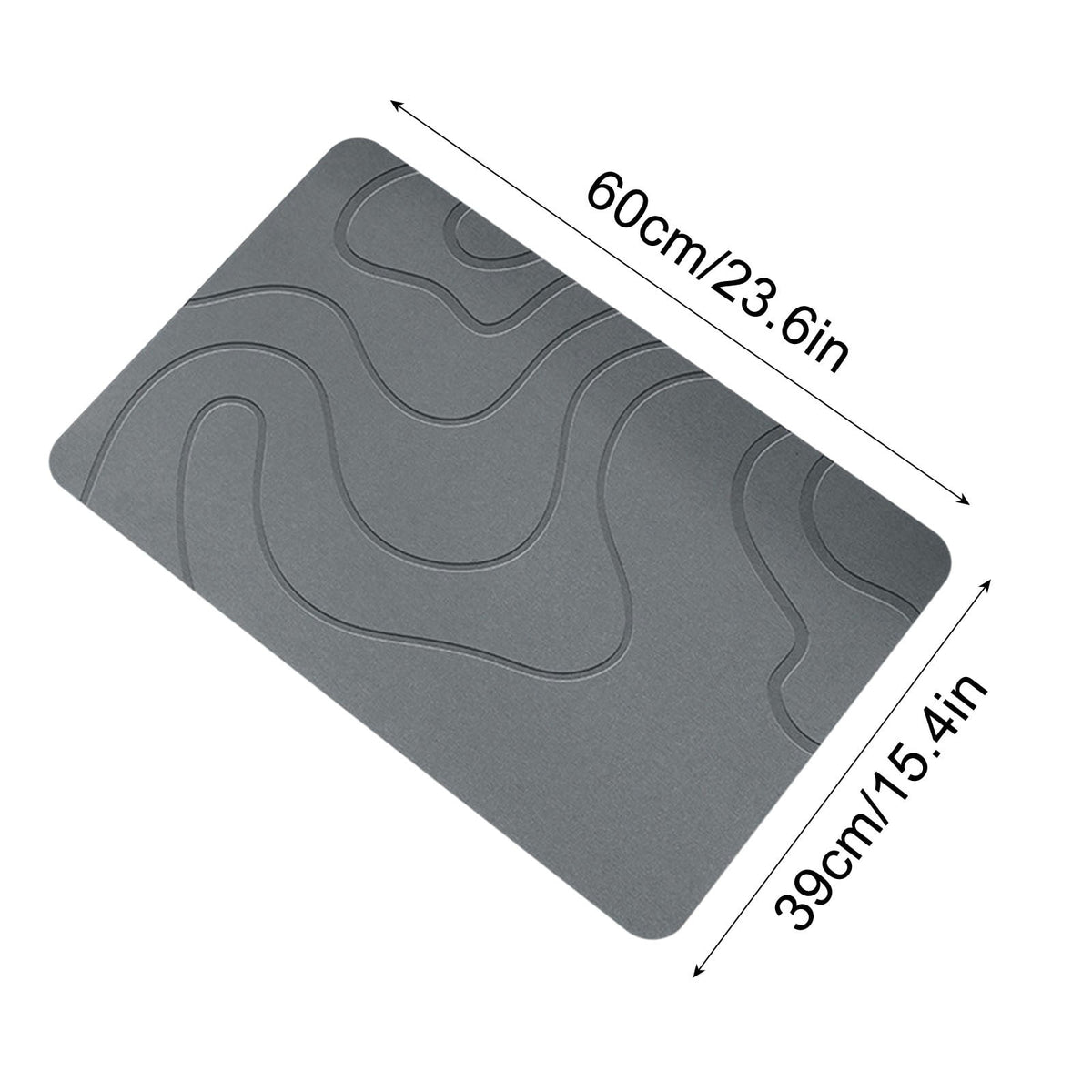 Stone Bath Mat, Quick Drying Diatomaceous Earth Bath Mat, Super Absorbent Non Slip Washable Shower Rug for Bathroom Floor Kitchen, Dark Gray, 16 x 24 Inch