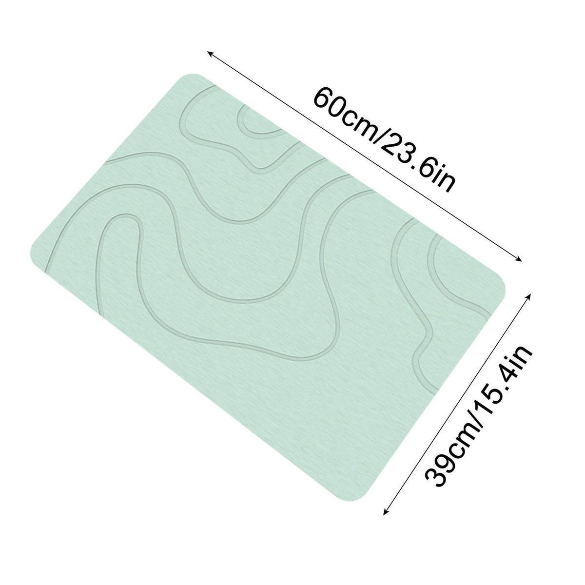 Diatomaceous Earth Stone Bath Mat, Quick Drying Super Absorbent Non Slip Washable Bath Rug for Bathroom Floor Kitchen Shower, 16x24 Inch, Green