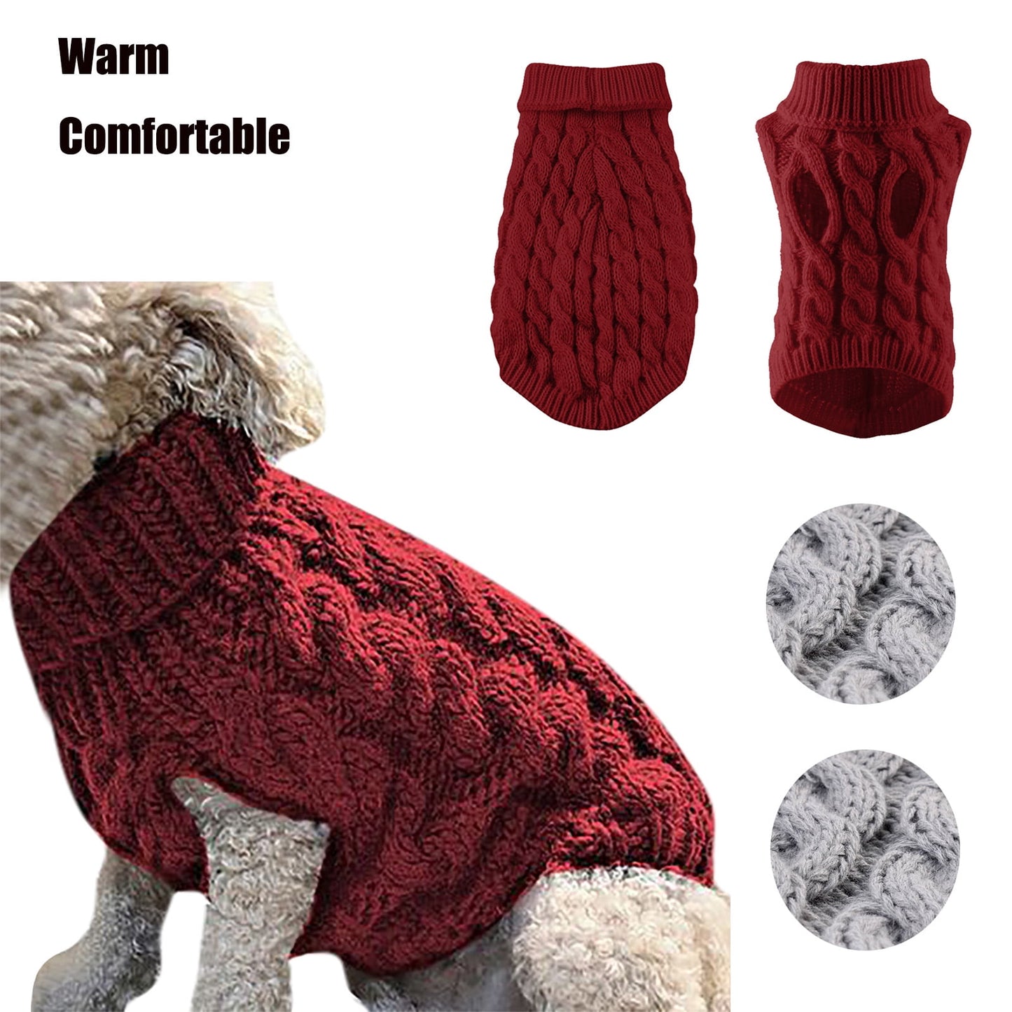 Xuniizn Dog Sweater for Small Medium Dogs, Warm Comfortable Winter Pet Clothes, Cute Knitted Sleeveless Pet Sweaters for Puppies, Cats, Dog Apparel & Accessories M Red