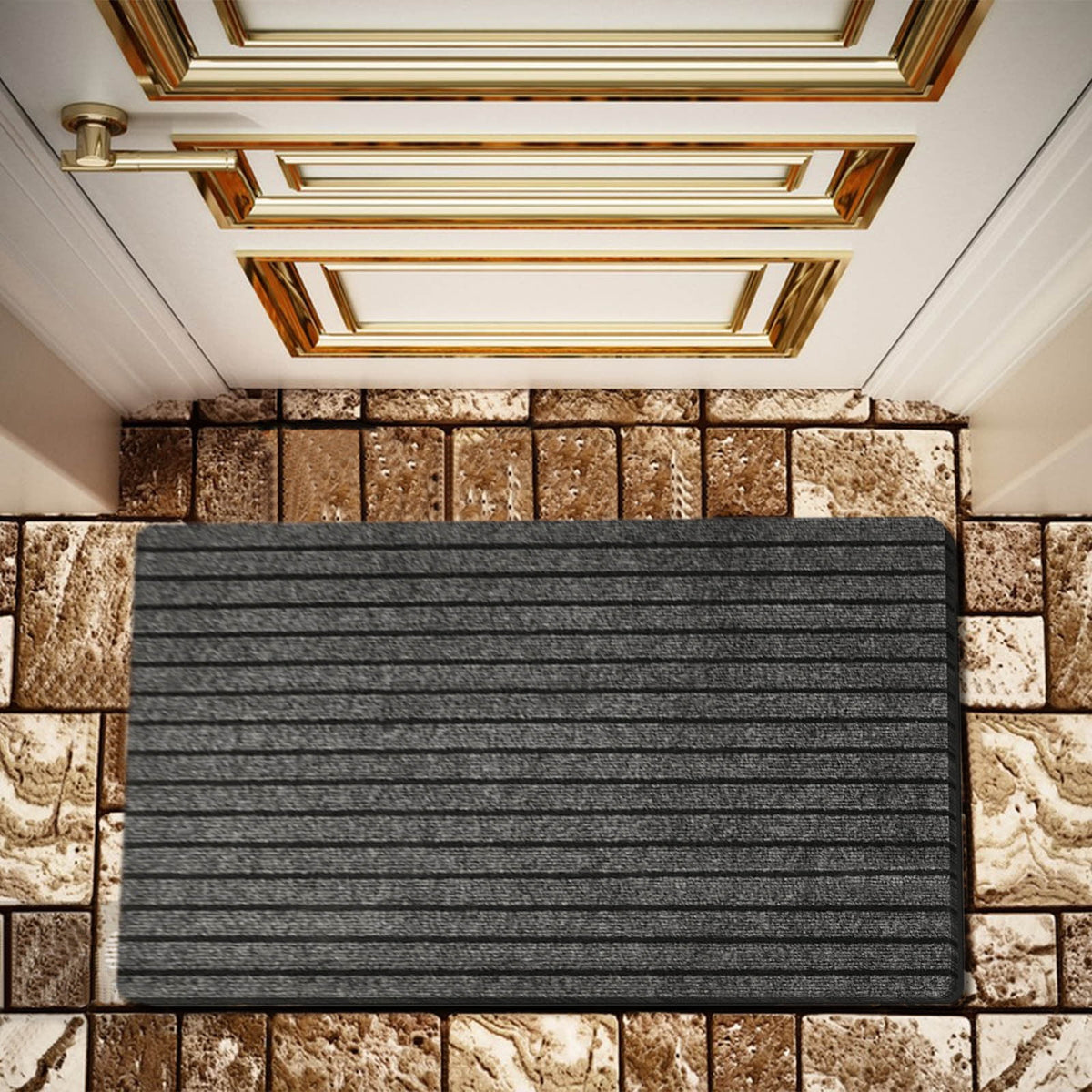 Durable Welcome Mat, 16x24" Non-Slip Heavy Duty Door Mat For Entrance Washable Quick-drying Floor Mats Front Door Mat for Outside Entrance Floor Home Decor Gray