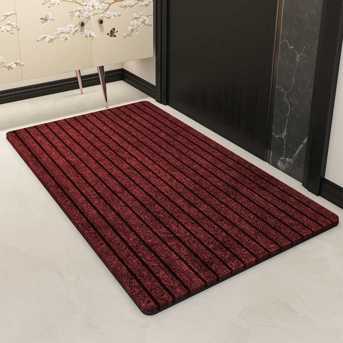 Durable Welcome Mat, 16x24" Non-Slip Heavy Duty Door Mat For Entrance Washable Quick-drying Floor Mats Front Door Mat for Outside Entrance Floor Home Decor, Gray Red