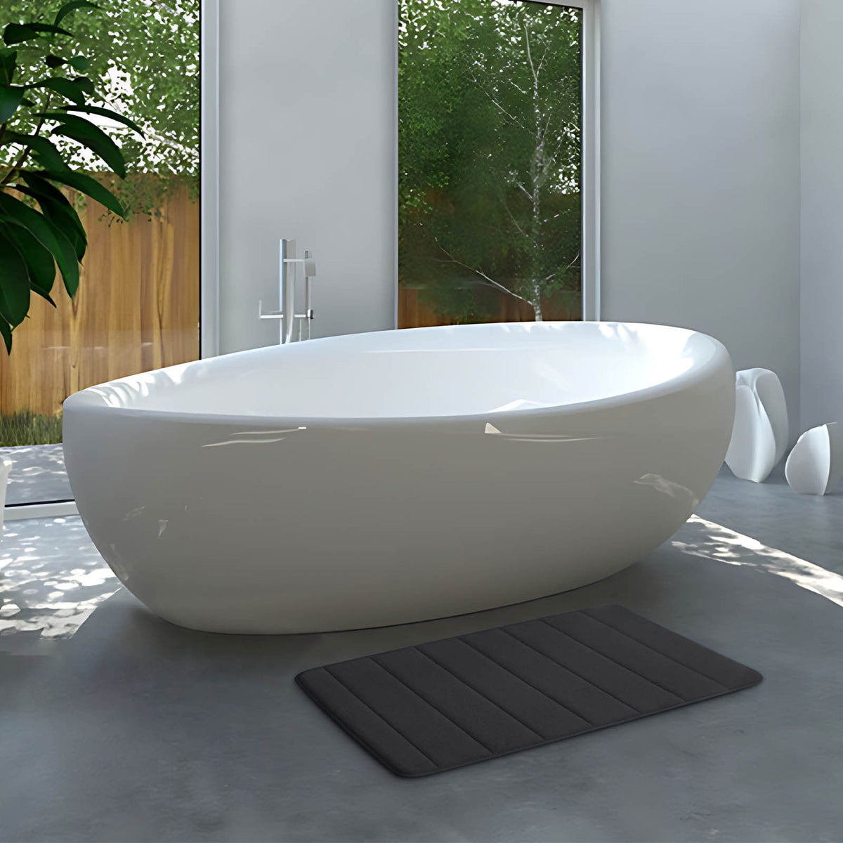 Memory Foam Bath Mat with Cobblestone Design, Super Soft & Quick-Dry Bathroom Rugs, Machine Washable Non-Slip Absorbent Floor Mat for Bathroom Shower Tub, 16x24 Inch by A