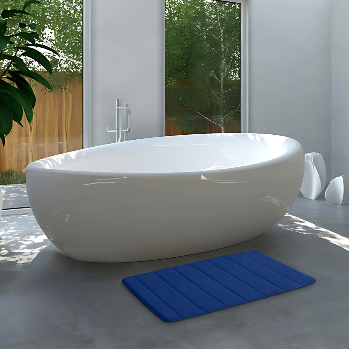 Memory Foam Bath Mat with Cobblestone Design, Super Soft & Quick-Dry Bathroom Rugs, Machine Washable Non-Slip Absorbent Floor Mat for Bathroom Shower Tub, 16x24 Inch by B