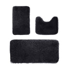 Bathroom Rugs Solid Color Bath Mats 3 Set Bath Mats for bathroom Toilet Mats Universal Soft Comfortable Water Absorption Non-Slip Thick Machine Washable Easier to Dry Black