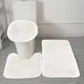 Bathroom Rugs Solid Color Bath Mats 3 Set Bath Mats for bathroom Toilet Mats Universal Soft Comfortable Water Absorption Non-Slip Thick Machine Washable Easier to Dry White 1