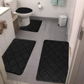 Bathroom Rugs 4 Piece Ultra Soft & Non-Slip Memory Foam Bath Mats for Bathroom, Absorbent Quick-Drying Bath Mats for Shower Bathroom Floor Rugs Black