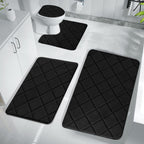 Bathroom Rugs 4 Piece Ultra Soft & Non-Slip Memory Foam Bath Mats for Bathroom, Absorbent Quick-Drying Bath Mats for Shower Bathroom Floor Rugs Black