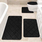 Bathroom Rugs 4 Piece Ultra Soft & Non-Slip Memory Foam Bath Mats for Bathroom, Absorbent Quick-Drying Bath Mats for Shower Bathroom Floor Rugs Black